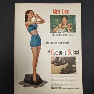 Vintage Esquire Socks Advertisement – Pinup– Mid-Century Fashion & Glamour